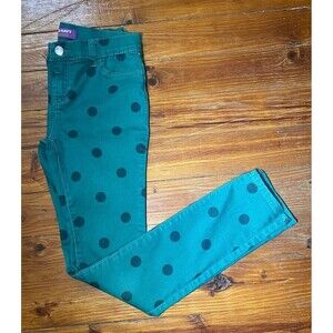 OLD NAVY GIRLS ROCKSTAR JEGGINGS JEANS GREEN BLACK POLKA DOT SIZE 12